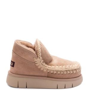 Mou Eskimo Bounce Sheepskin Whipstitch Boots - Brown