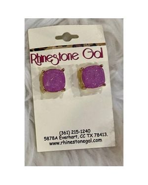 Sophia Collection Faceted Gem Stud Earrings - Metallic
