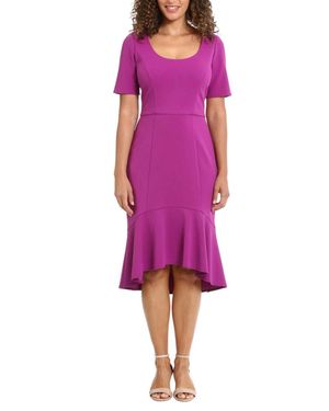 London Times Flounce Hem Short Sleeve Sheath Dress - Purple