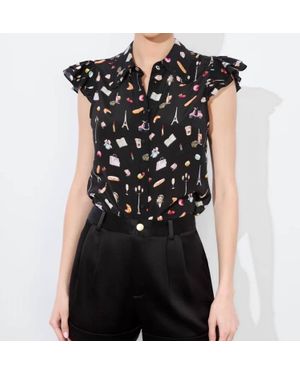 Alice + Olivia Martell Flutter Sleeve - Black