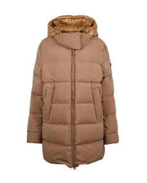 Peuterey Quilted Down Jacket With Glossy Finish And Functional Design - Brown