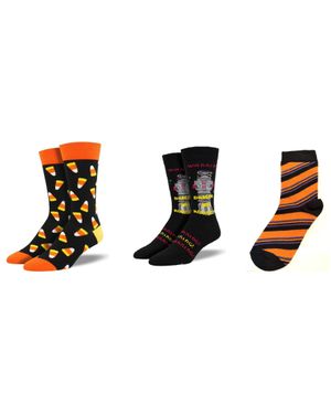Socksmith Candy Corn & Danger Will Robinson & Witches Socks - Black