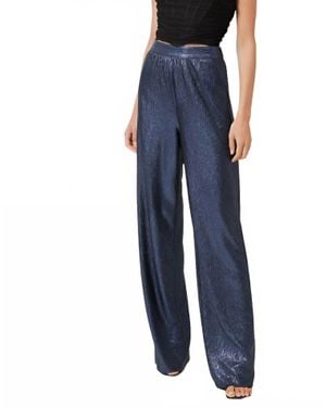 Line & Dot High Rise Wide Leg Sequin Pant - Blue