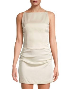 Bec & Bridge Jones Boatneck Satin Mini Dress - White