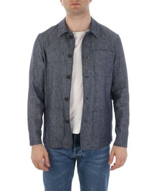 Altea Textured Fabric Button-Up Jacket - Blue