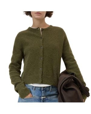 Closed Crew Neck Cardigan - Green