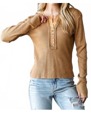 Oli & Hali Mineral Washed Henley Neck Thermal Top - Blue