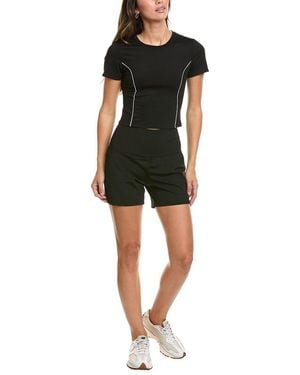 Marion 2Pc 4.5In Activewear Crop Top & Racing Short Set - Black