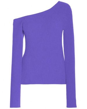 LAPOINTE Matte Viscose One Shoulder Long Sleeve Sweater - Blue