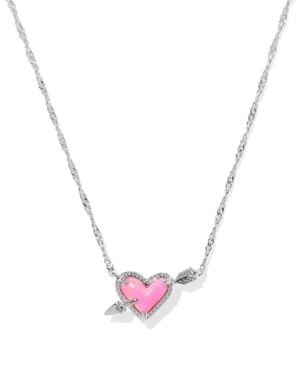 Kendra Scott Ari Heart Arrow Short Pendant Necklace - Pink