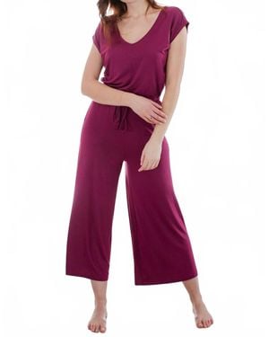 YALEA Kiova V-Neck Bamboo Jumpsuit - Red