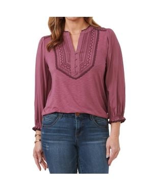 Democracy Ruffle Edge Neck Top - Red