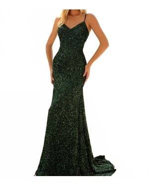Clarisse Fitted Full Sequins Evening Gown - Green