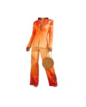 The Sang Ombre With Palm Tree Print Jacket Set - Orange