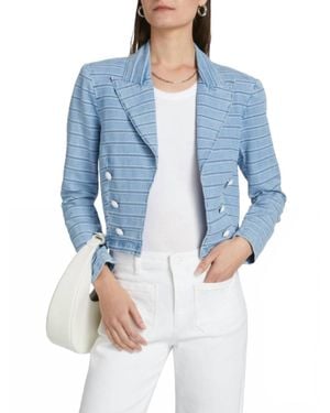 L'Agence Dolly Striped Cropped Blazer - Blue