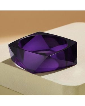 Fashnzfab Resin Geometric Faceted Statement Bangle Bracelet - Purple