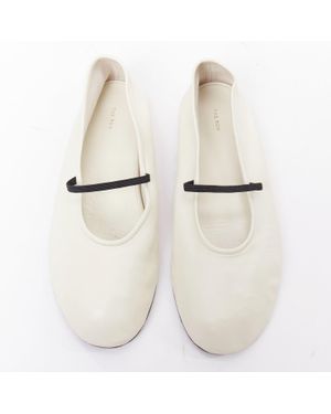The Row Leather Elastic Ballerina Flats - Natural