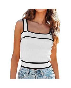 TRUEDAMES Small Suspender Vest, Sexy Inside And Outside, Sleeveless Bottom Color Matching Top For - White