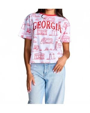 Stewart Simmons Georgia Team Toile Embroidered Tee - Blue