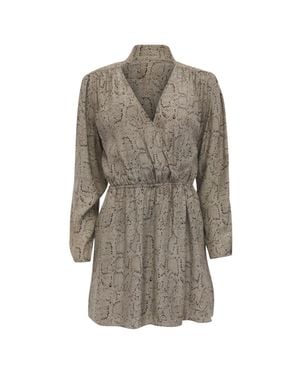 Parker Snakeskin-Print Mini Dress - Brown