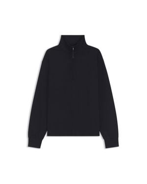 BOSS Cotton And Wool-Blend Zip-Up Sweatshirt - Blue