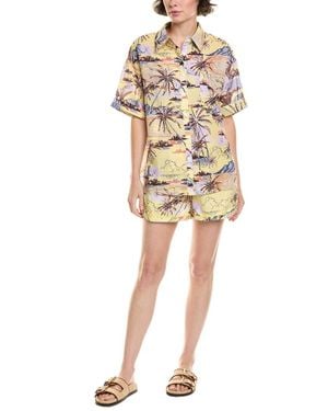 Beulah London 2Pc Shirt & Short Set - Natural