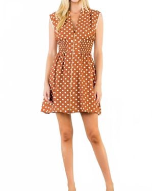 Thml Tate Polka Dot Zipper Dress - Orange