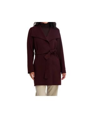 Tahari Double Face Wool-Blend Belted Coat - Purple