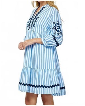 See And Be Seen Trish Striped Dress - Blue