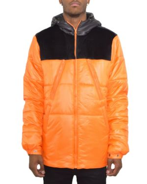 TRUEDAMES Padded Buffle Puffer Jacket - Orange
