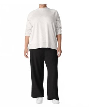 Eileen Fisher Cozy Brushed Terry Hug Side-Slit Pants - White