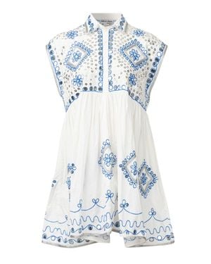 Juliet Dunn Mirror Embellished Shift Dress - Blue