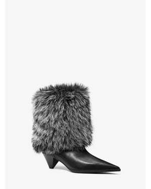Michael Kors Jayla Faux Fur And Leather Boot - White