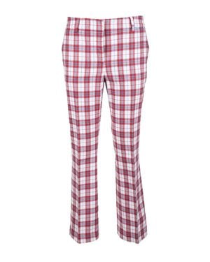 L'Autre Chose Plaid Pants With Classic Fit - Red