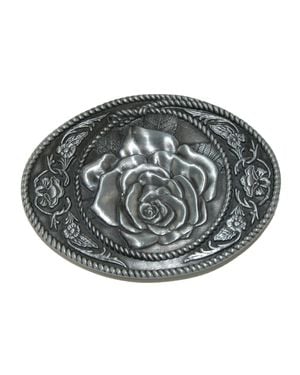 CTM Western Rose Belt Buckle - Metallic