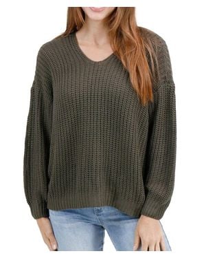 Grace and Lace Boyfriend Slouchy Knit Sweater - Green