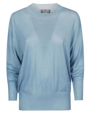 WLNS CASHMERE Lana Relaxed Cashmere Round Sweater - Blue