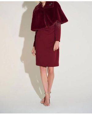 Joseph Ribkoff Faux Fur Cropped Cape Jacket - Red