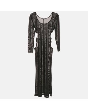 Misha Mesh Long Sleeve Cut-Out Maxi Dress - Black