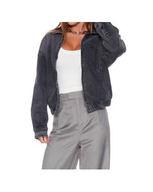 WITHBLACK Jackie Denim Bomber Jacket - Gray
