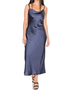 Greylin Linda Satin Cowl Neck Slip Maxi Dress - Blue