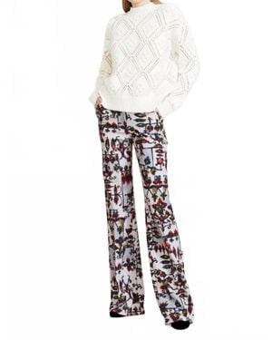 Lela Rose Dotted Knit Pullover Sweater - White