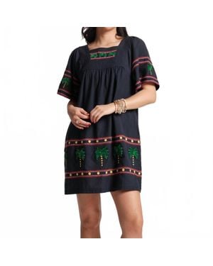 Frances Valentine Picnic Mini Palm Tree Dress - Black