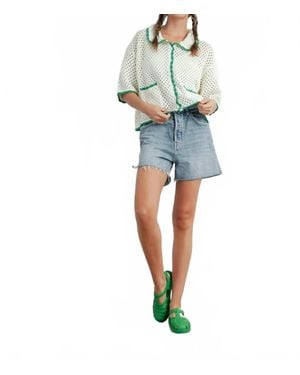 Buttermelon Urban Vibe Crochet Sweater Top - Blue