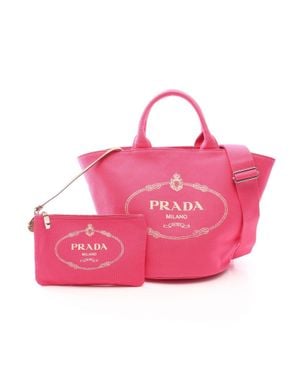 Prada Canapa Canvas 2Way Tote Bag - Pink