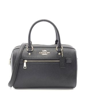 COACH Rowan Leather Satchel Handbag - Black