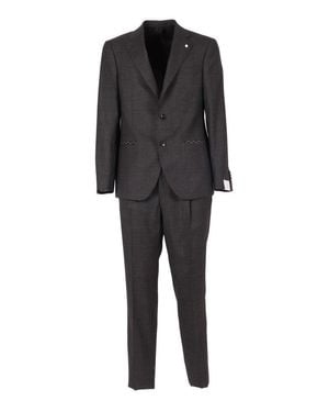 Luigi Bianchi Tailored Virgin Wool Suit With Structured Silhouette - Black
