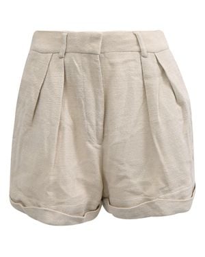 STAUD Luisa Pleated Shorts - Natural