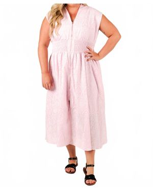 She + Sky Eyelet Charm Midi Dress - Pink