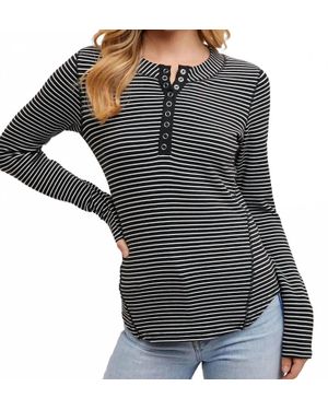Bluivy Off The Record Henley Top - Black